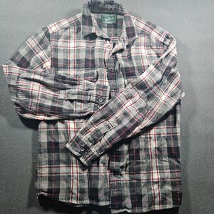 Woolrich Plaid Flannel Shirt Men’s M Gray Red Heavy Cotton Button Up